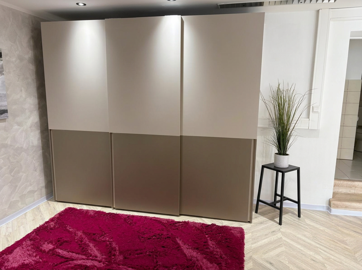 Zweifarbiger Kleiderschrank in der Wohnausstellung