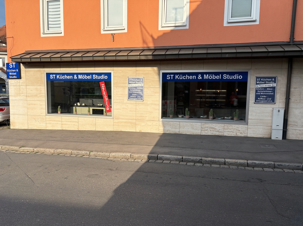 Schaufensterfront des ST Möbel und Küchenstudios